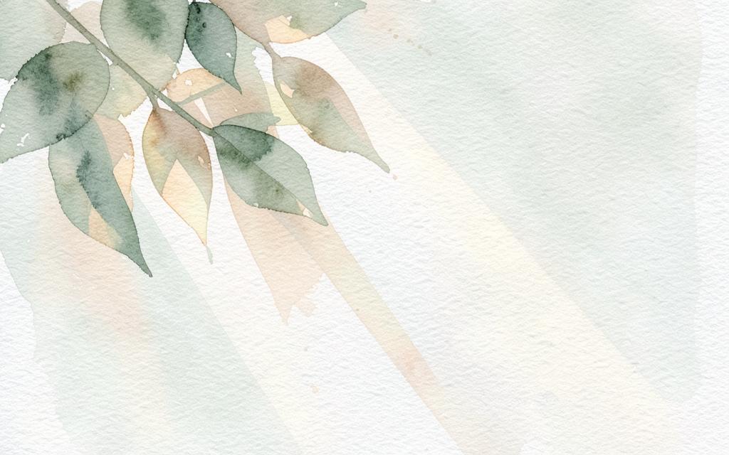 Soft watercolour wash of morning light falling through sage leaves